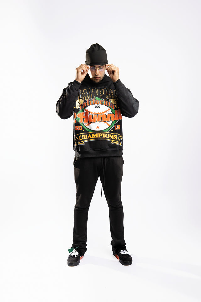 BLACK “CHAMPION” HOODIE